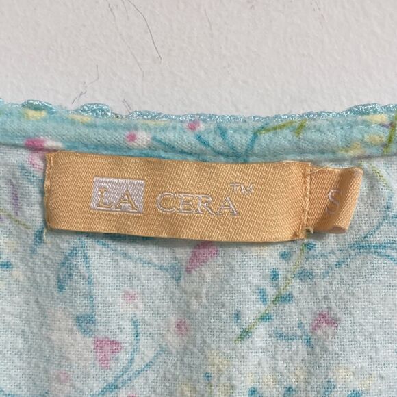 La Cera Nightgown Women's S Flannel Pockets Floral Grandma Cottagecore Peasant - Picture 14 of 16